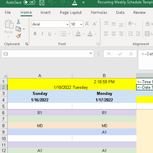 Recurring Weekly Schedule Template