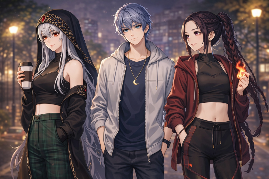 The Triad : Seraphine, Aurelion, and Kaelis.